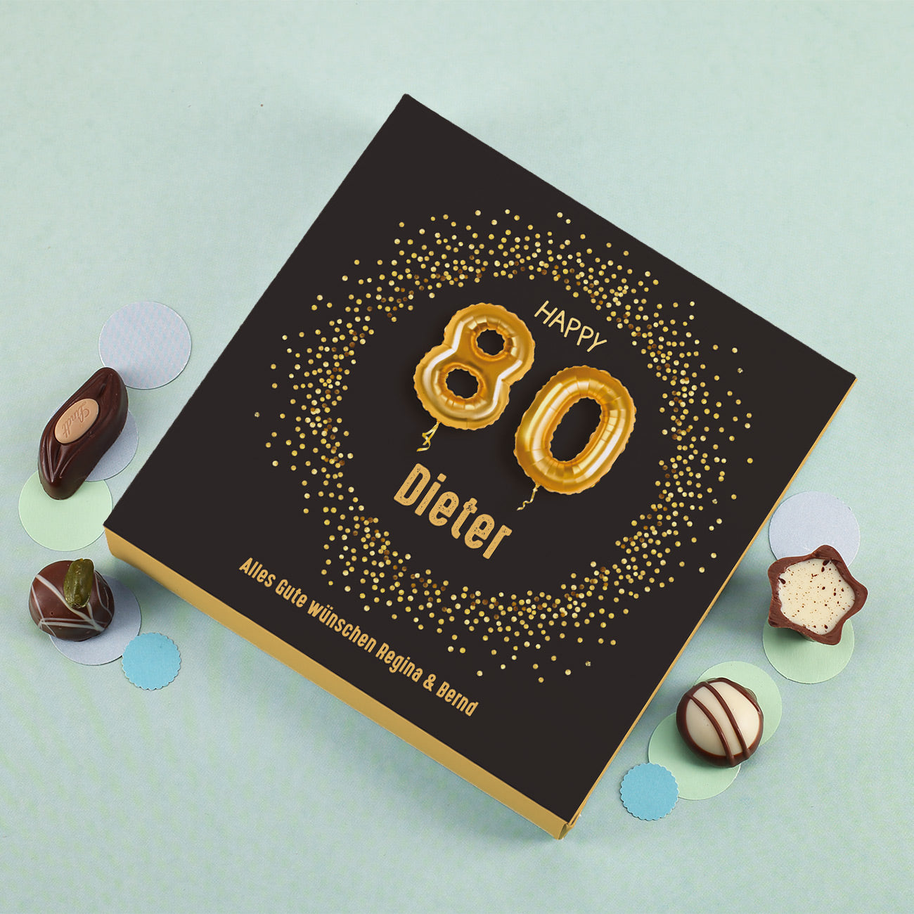 Pralinenschachtel zum 80. Geburtstag