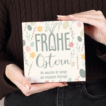 Pralinenbox "Frohe Ostern" mit Wunschtext und Hasenohren zum Osterfest | Lindt