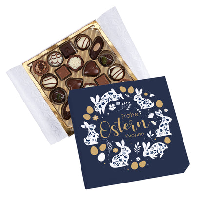 Personalisierte Lindt Pralinenbox mit Name zu Ostern | 100 g Mini Pralinés im edlen Hasen-Design
