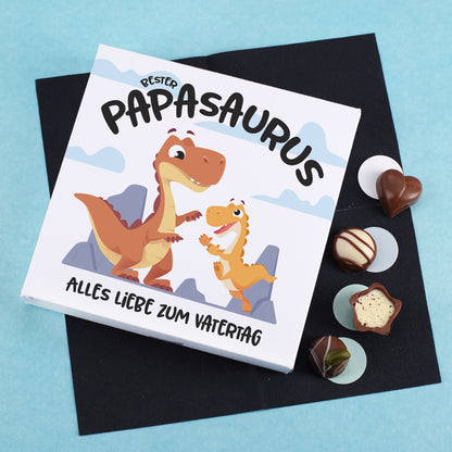 Lindt Pralinen Geschenkbox mit Papasaurus Motiv und Schriftzug „Alles Liebe zum Vatertag“