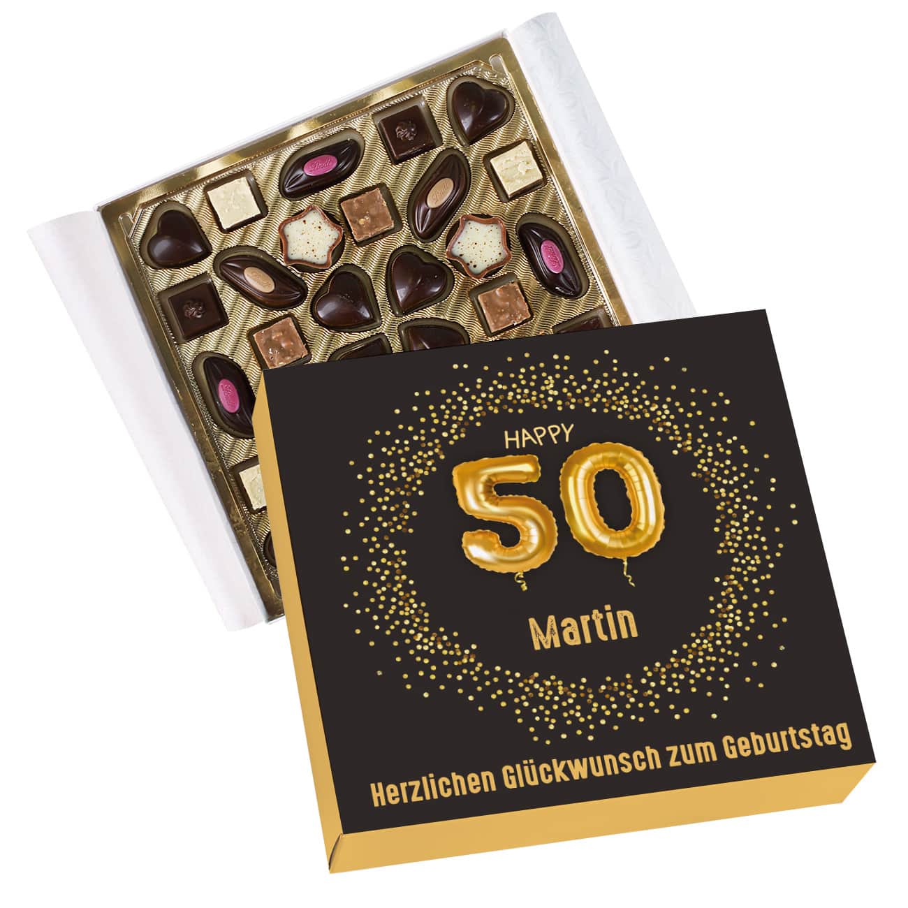 Lindt Pralinen zum 50. Geburtstag mit Name und Wunschtext