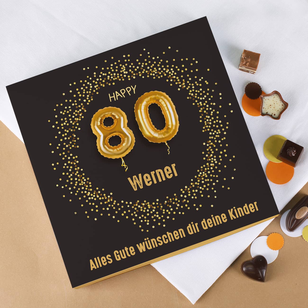 Alkoholfreie Lindt Pralinen zum 80. Geburtstag
