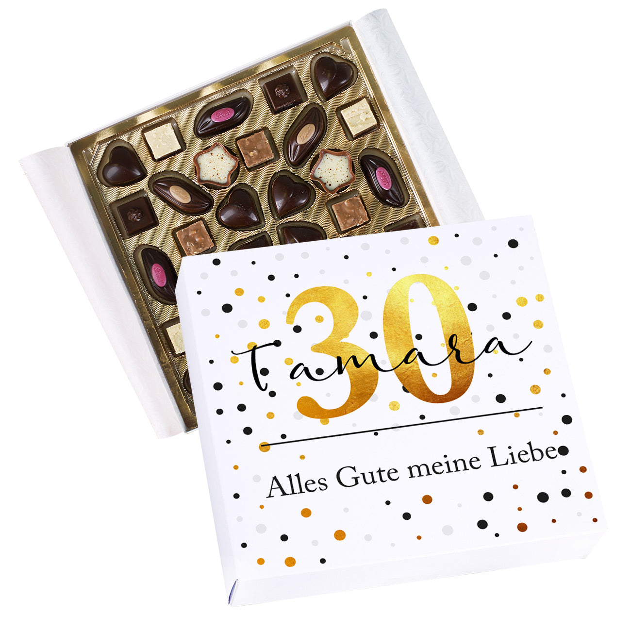 Alkoholfreie Lindt Pralinen mit Name, Alter und Wunschtext