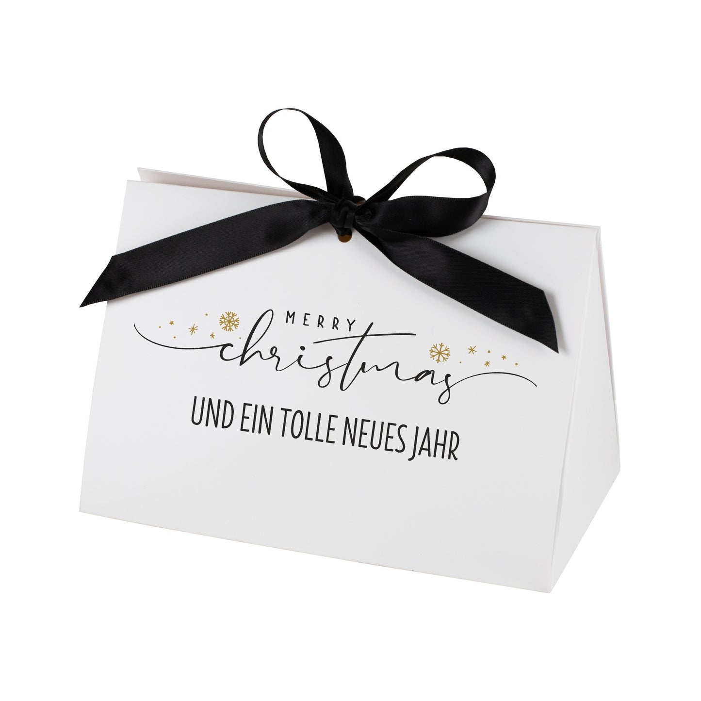 Geschenktasche Weihnachten mittel mit elegantem Schriftzug und schwarzer Schleife