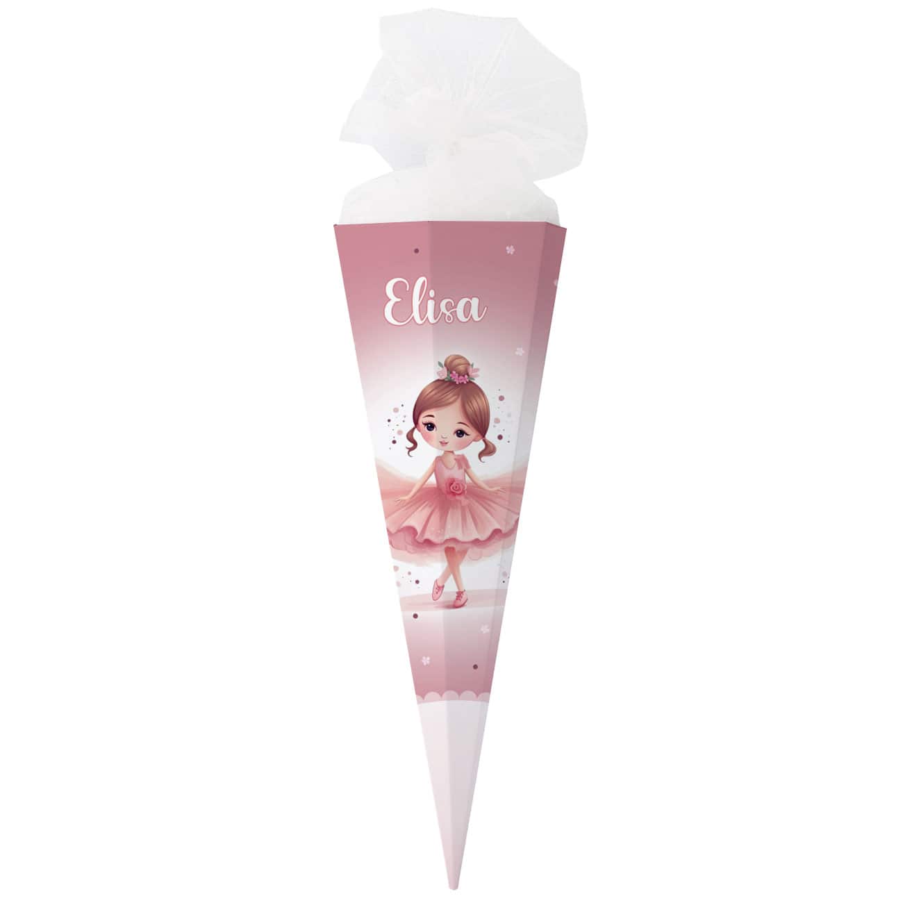 Ballerina - Schultüte mit Name, Blumen und Punkten