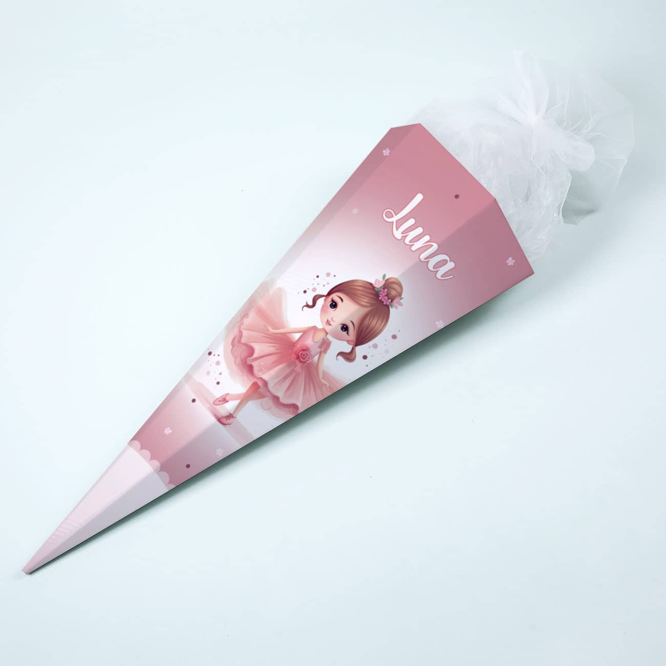 Rosafarbene Ballerina - Schultüte mit Name
