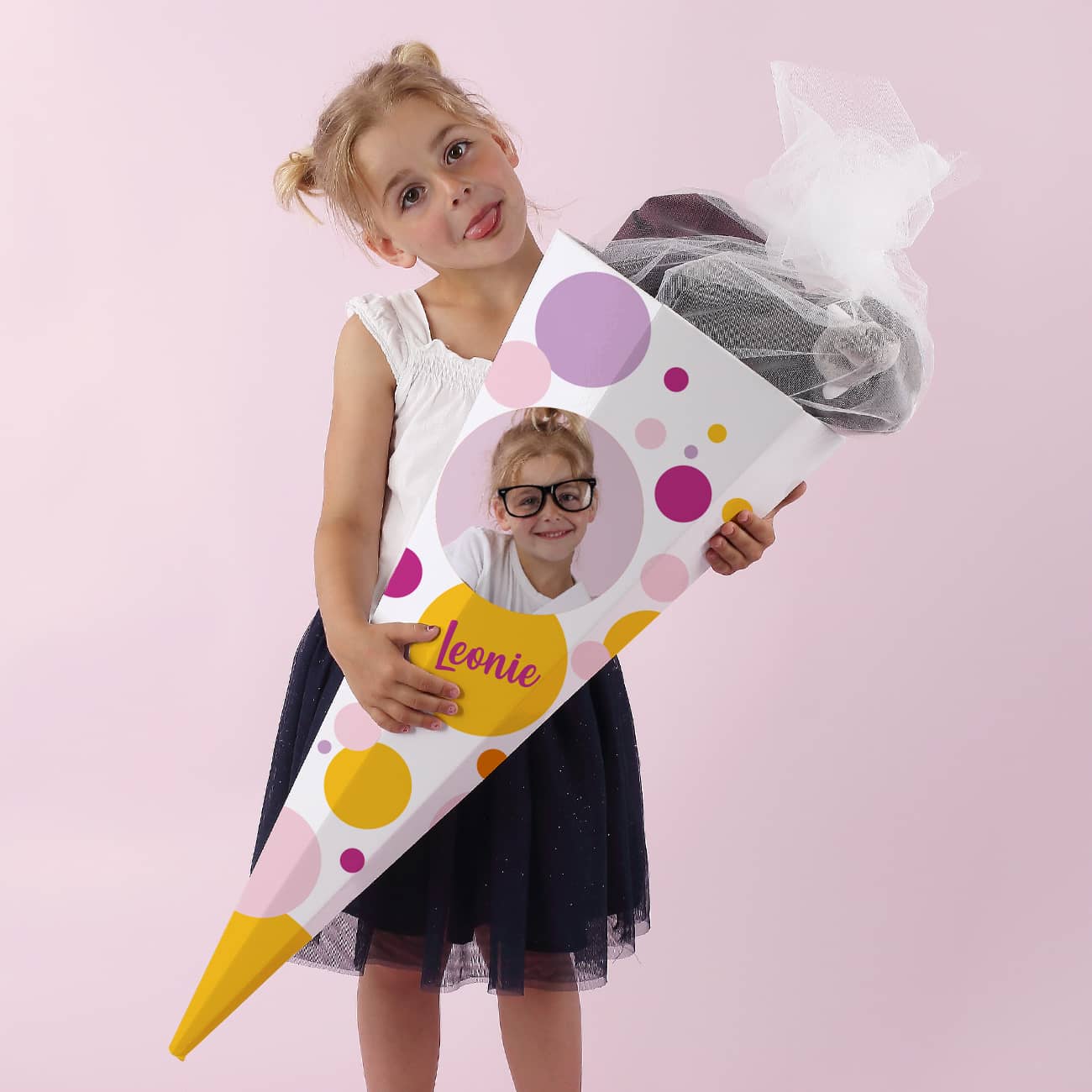 Schultüte für Mädchen mit Foto und Name