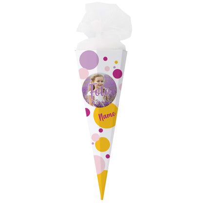 Schultüte für Mädchen mit Foto und Name