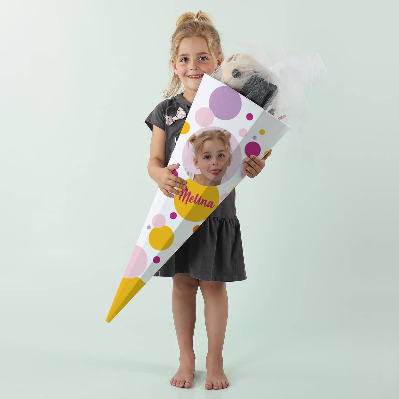 Schultüte für Mädchen mit Foto und Name