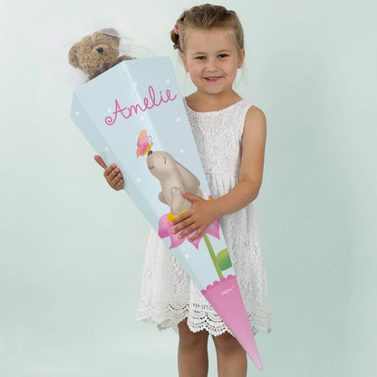 Schultüte mit Namen und Häschenmotiv