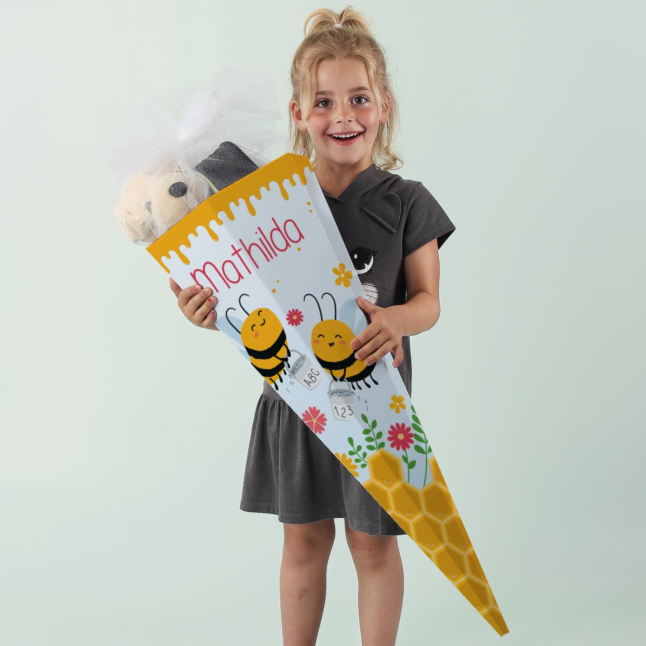 Bienchen Schultüte mit Name personalisiert zur Einschulung