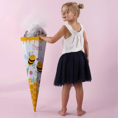 Zuckertüte mit niedlichem Bienchen Motiv und mit Name bedruckt