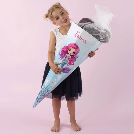 Schultüte Meerjungfrau für Mädchen mit Name personalisiert