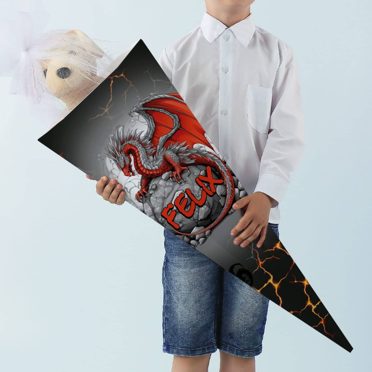 Drachen-Schultüte für Jungen mit Name personalisiert