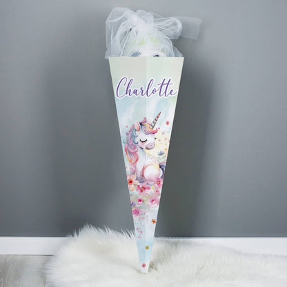 Einhorn - Schultüte mit Blumen