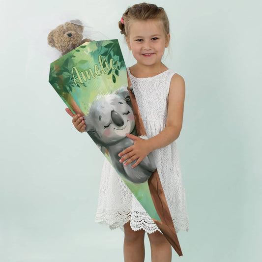 Schultüte zur Einschulung mit Koala & Name bedruckt