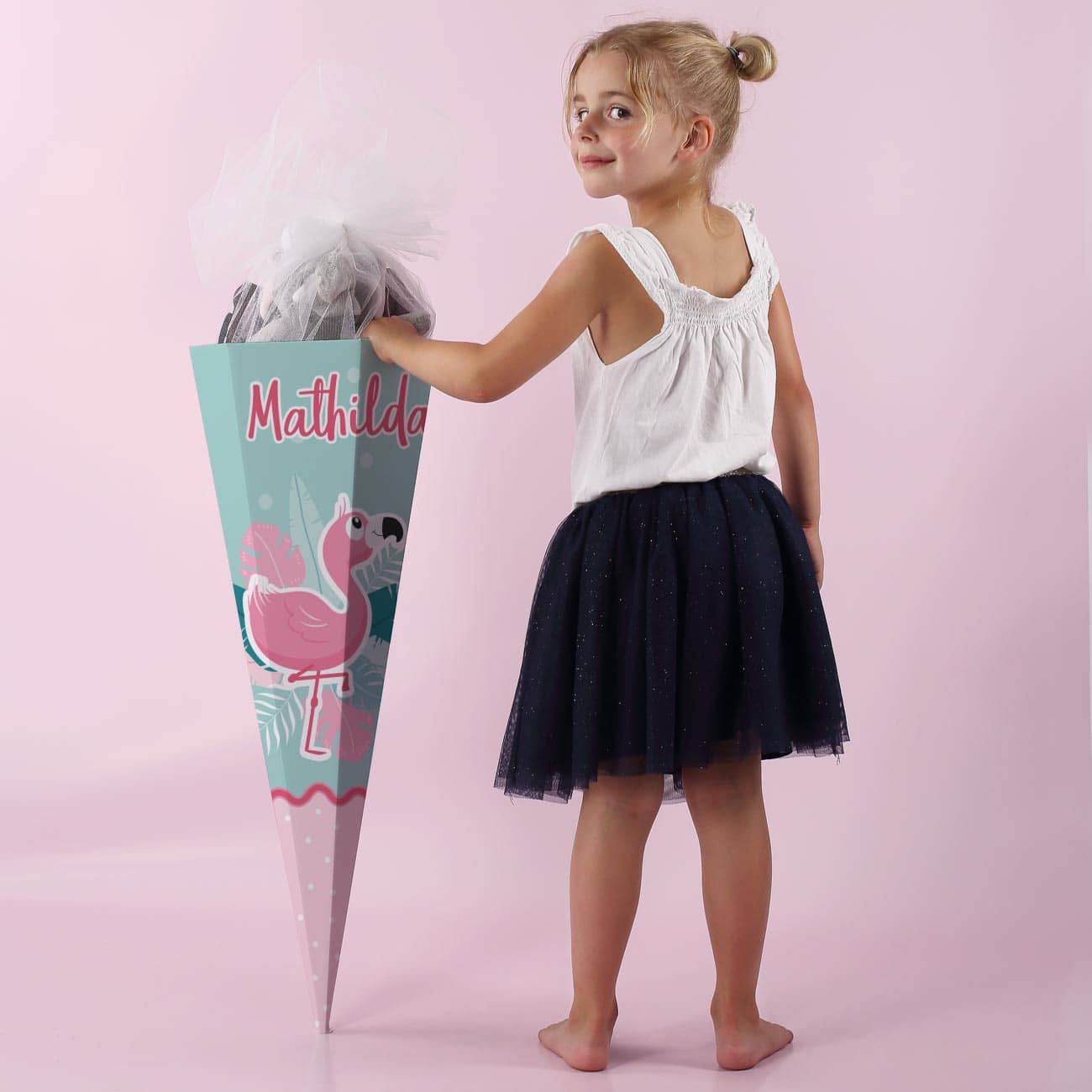 Zuckertüte mit Flamingo und Name