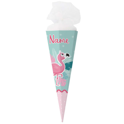 Zuckertüte mit Flamingo und Name