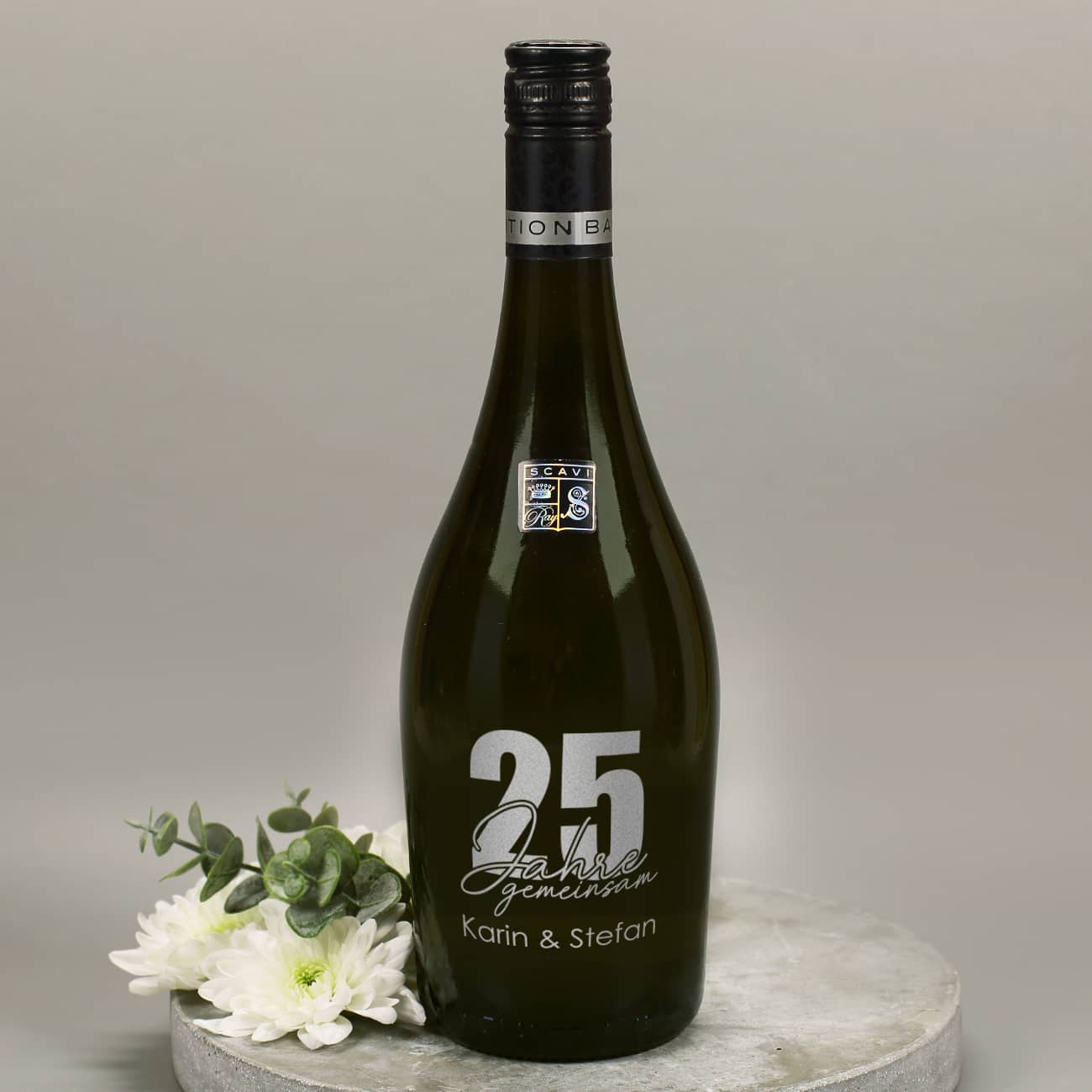 Seccoflasche von Scavi & Ray zur silbernen Hochzeit mit Namensgravur