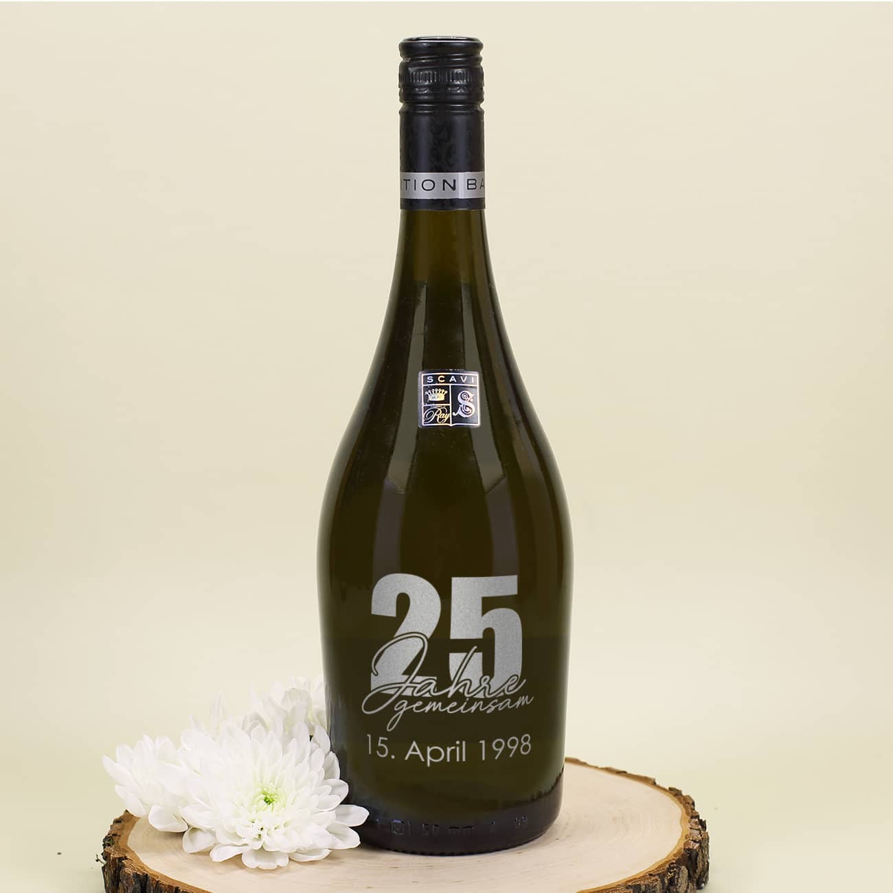 Personalisierte Seccoflasche zur silbernen Hochzeit