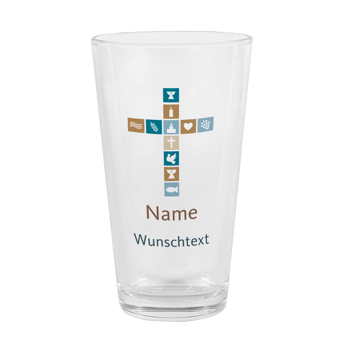 Trinkglas mit Kreuz zur Konfirmation, Kommunion oder Taufe