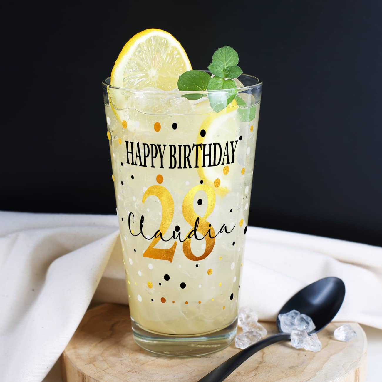 Persönliches Trinkglas zum Geburtstag