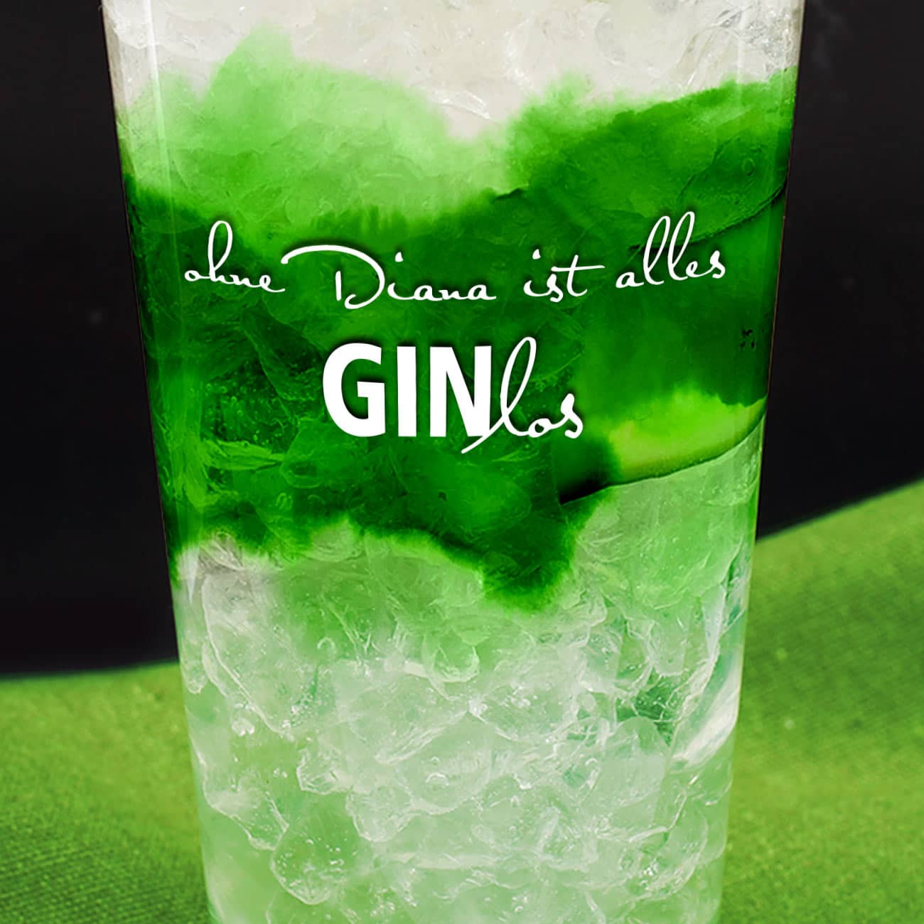 Bedrucktes Trinkglas mit Aufschrift "Ohne... ist alles GINlos´" mit Name personalisiert