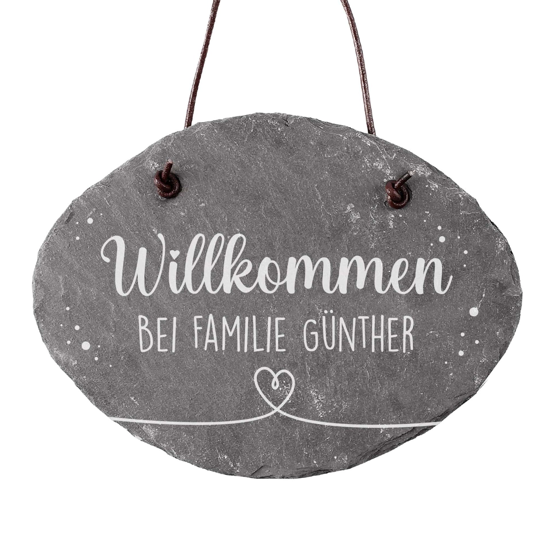 Willkommensschild aus Schiefer