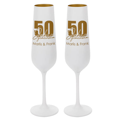 Sektgläser zur Goldhochzeit mit Namensgravur