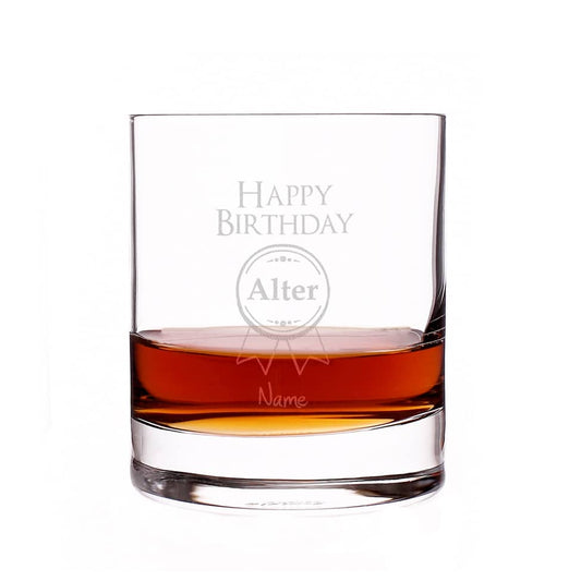 Whiskeyglas zum Geburstag mit Name und Alter