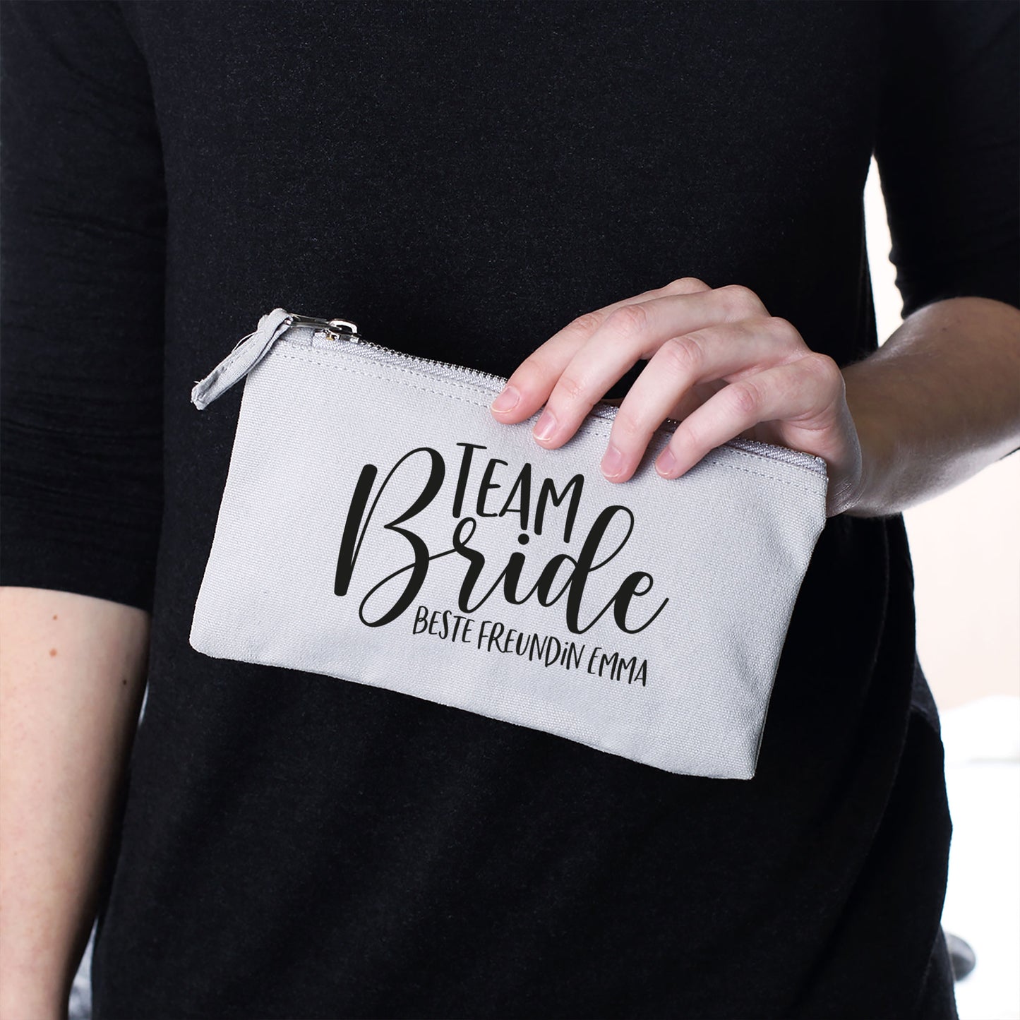 Beautycase mit Namensaufdruck | Team Bride | 5 Farben & Größenauswahl