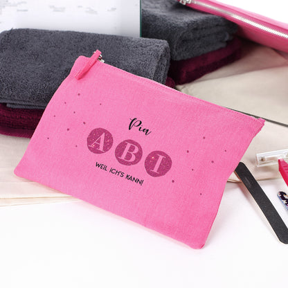 ABI Beautycase in Pink mit Name & Wunschtext - 2 Größen auswählbar