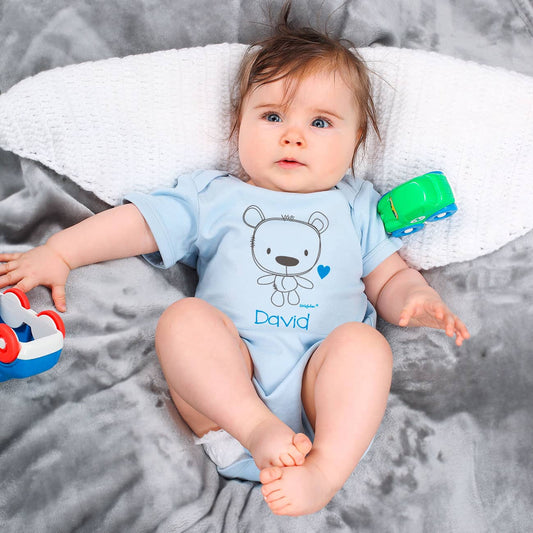 Hellblauer Body mit Teddymotiv