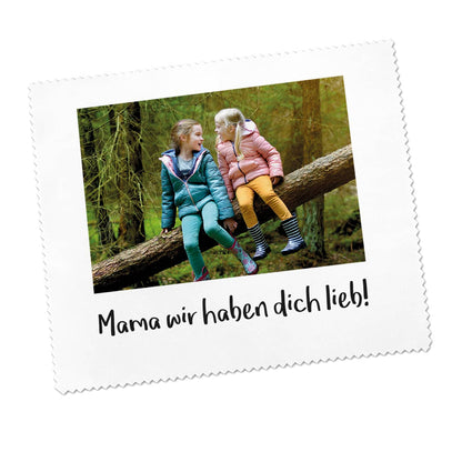 Brillenputztuch mit Foto und Text