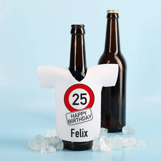 Neopren Flaschenkühler zum Geburtstag mit Verkehrszeichen