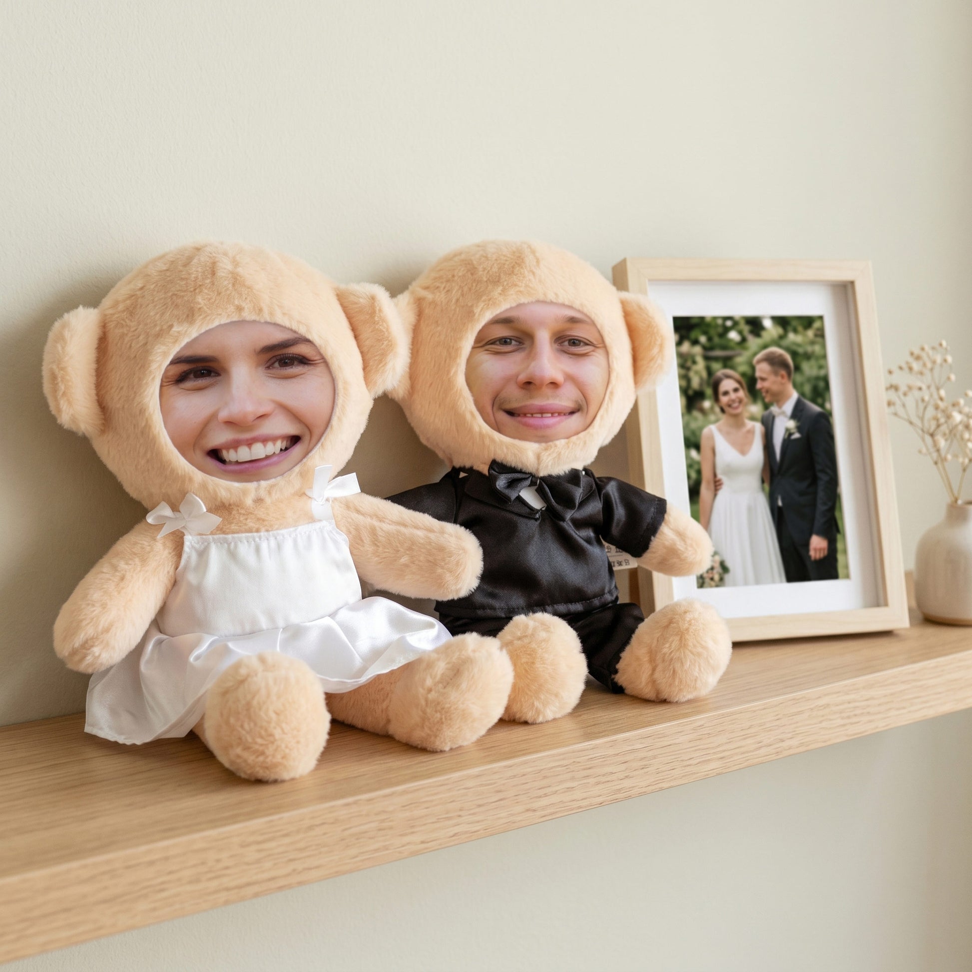 Kuschelteddys zur Hochzeit mit bedruckten Gesichtern