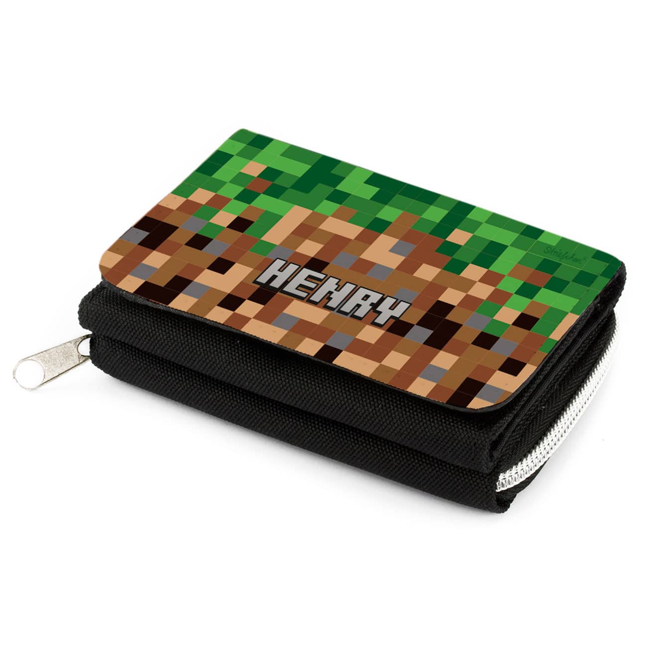 Portemonnaie mit Pixel-Motiv und Name für Kinder & Jugendliche
