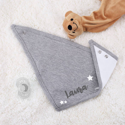 Graues Baby Hlastuch mit weißer Rückseite