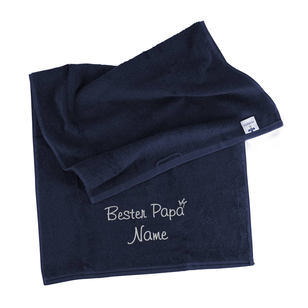 Bester Papa - nachtblaues Handtuch mit Name