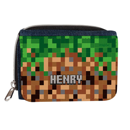 Portemonnaie mit Pixel-Motiv und Name für Kinder & Jugendliche