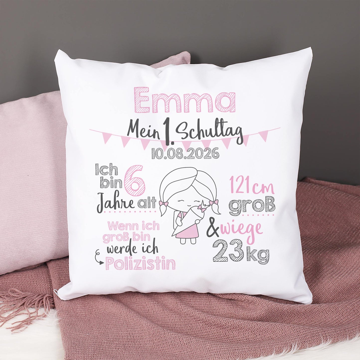 Kissen zur Einschulung für Mädchen