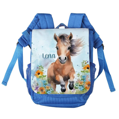 Kindergartenrucksack mit Pferdemotiv und Wunschname bedruckt
