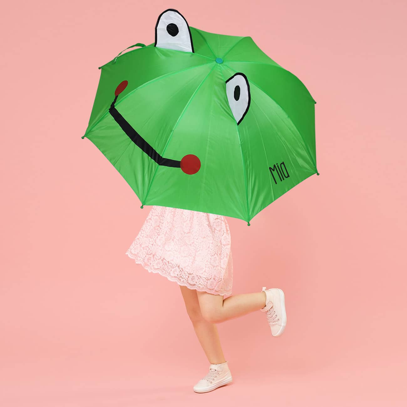 Frosch Regenschirm für Kinder mit Name bedruckt