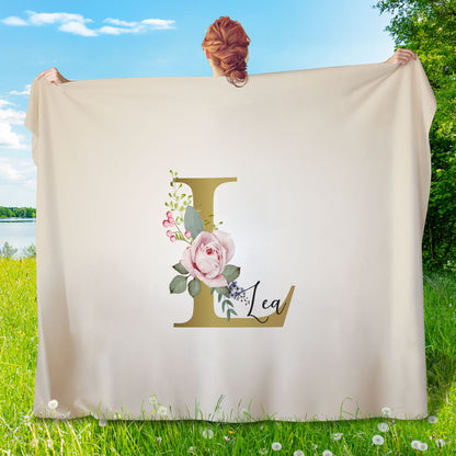 Personalisiertes Sherpa-Kuscheldecke mit Initiale und Name, XXL (152 × 203 cm), perfekt für Hochzeiten und romantische Anlässe.