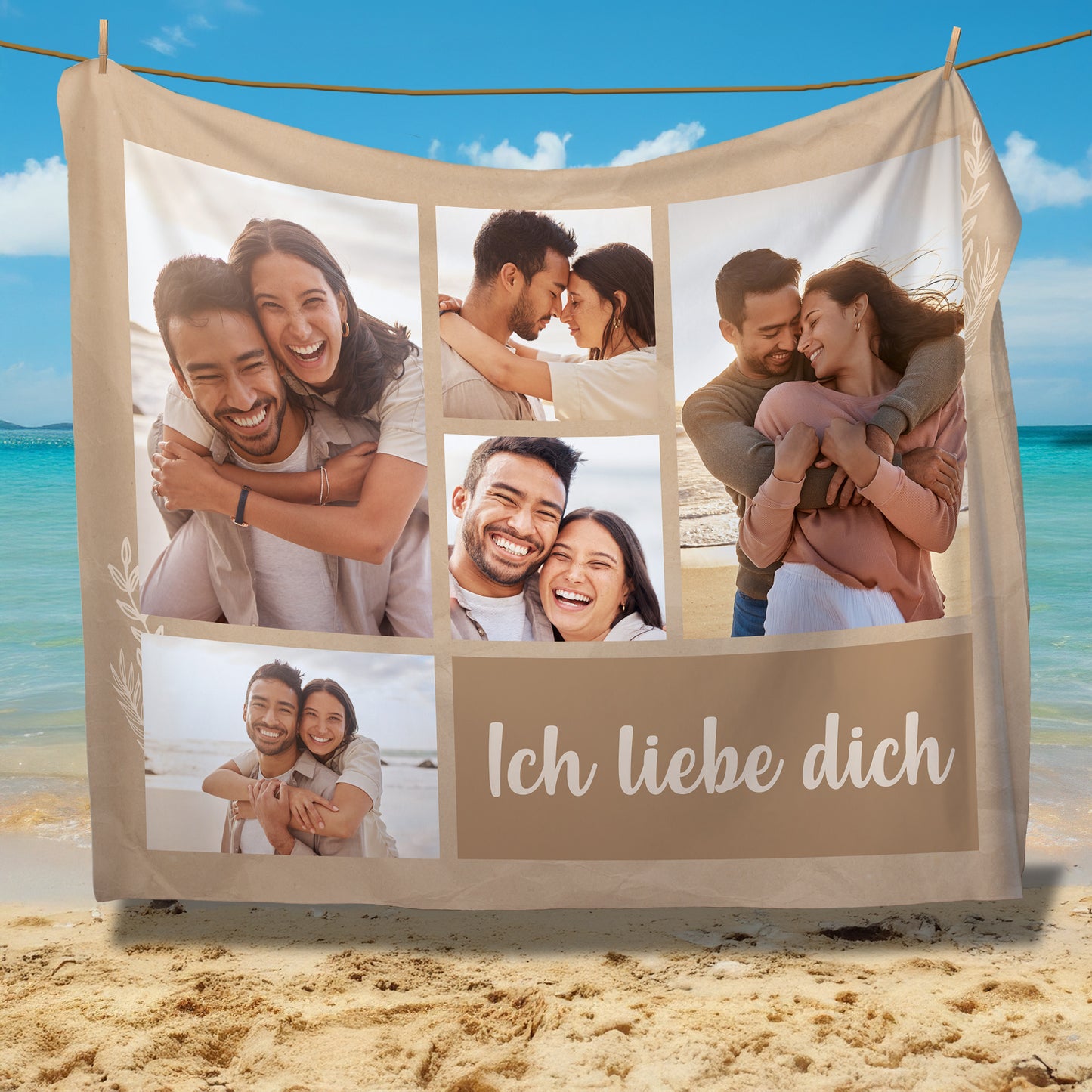 Personalisierte XXL Kuscheldecke mit 5 Foto & Wunschtext | Sherpadecke 150x200cm