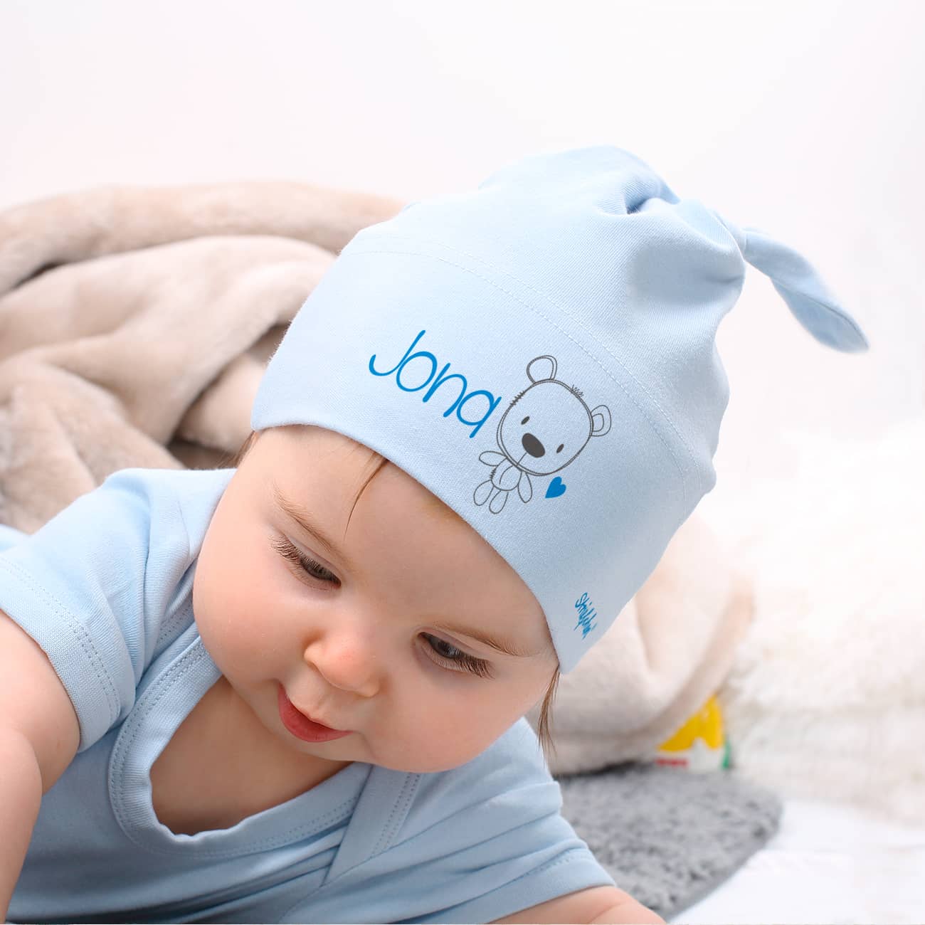 Geschenk zur Geburt - niedliche Zipfelmütze in blau