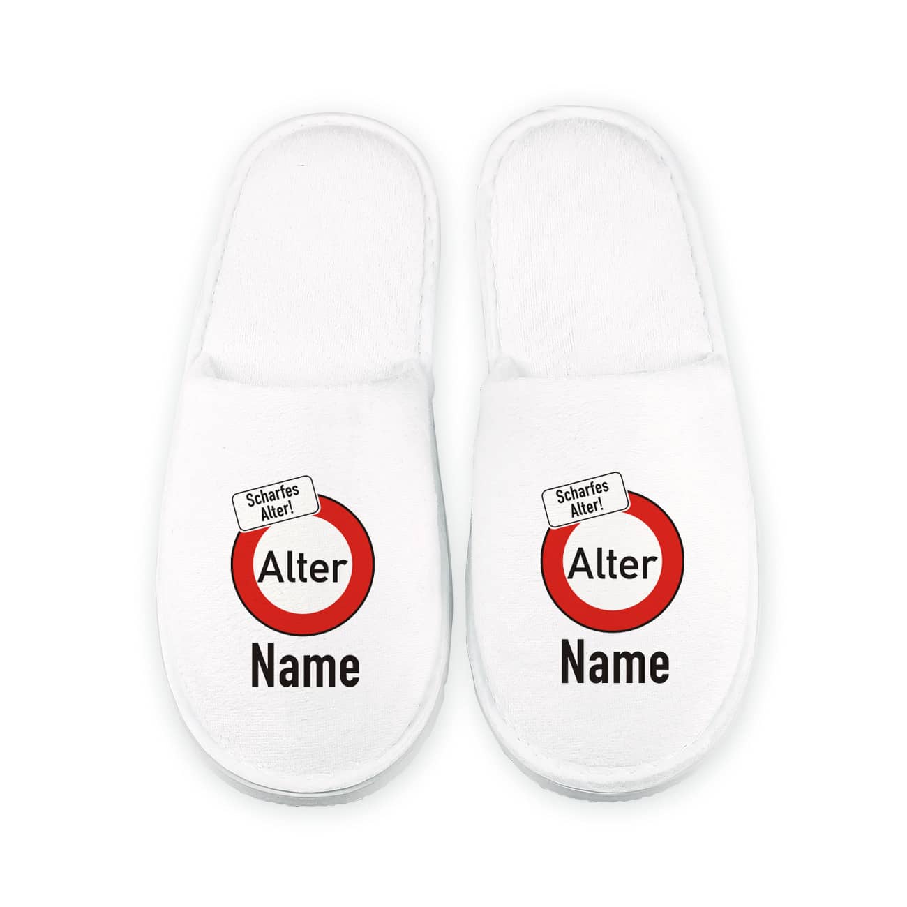 Scharfes Alter! Frottee Slipper zum Geburtstag