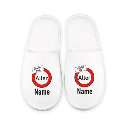 Scharfes Alter! Frottee Slipper zum Geburtstag