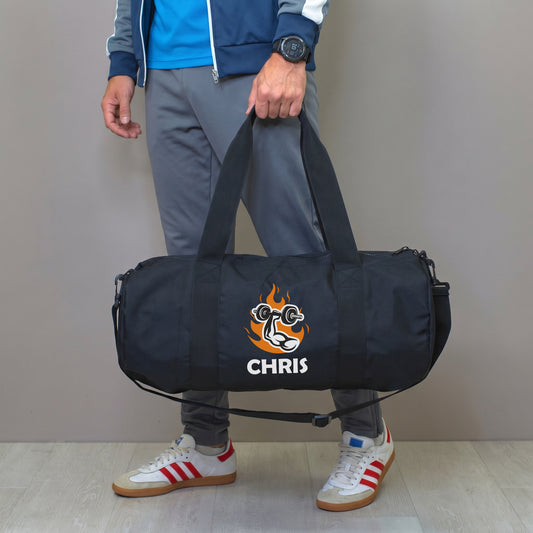 Sporttasche personalisiert mit Name & Gym Motiv | Duffle Bag für Männer & Sport als Geschenk