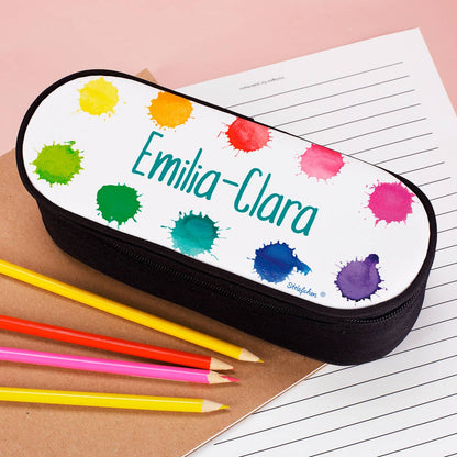Stiftebox mit Klecks Motiv und Name personalisiert